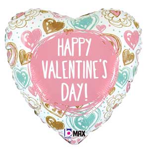 Valentine Doodles Foil Balloons